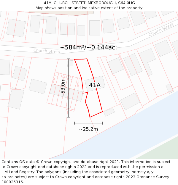 41A, CHURCH STREET, MEXBOROUGH, S64 0HG: Plot and title map