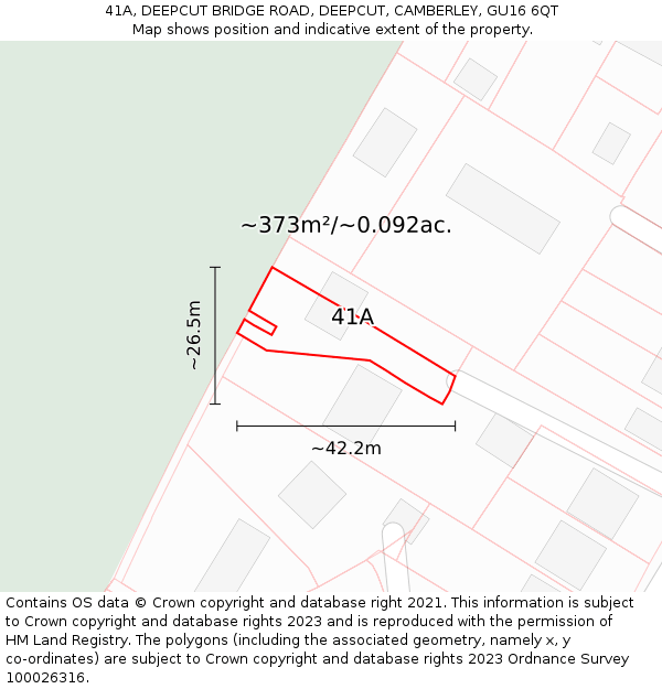 41A, DEEPCUT BRIDGE ROAD, DEEPCUT, CAMBERLEY, GU16 6QT: Plot and title map
