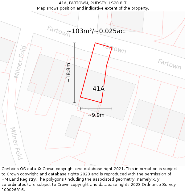 41A, FARTOWN, PUDSEY, LS28 8LT: Plot and title map