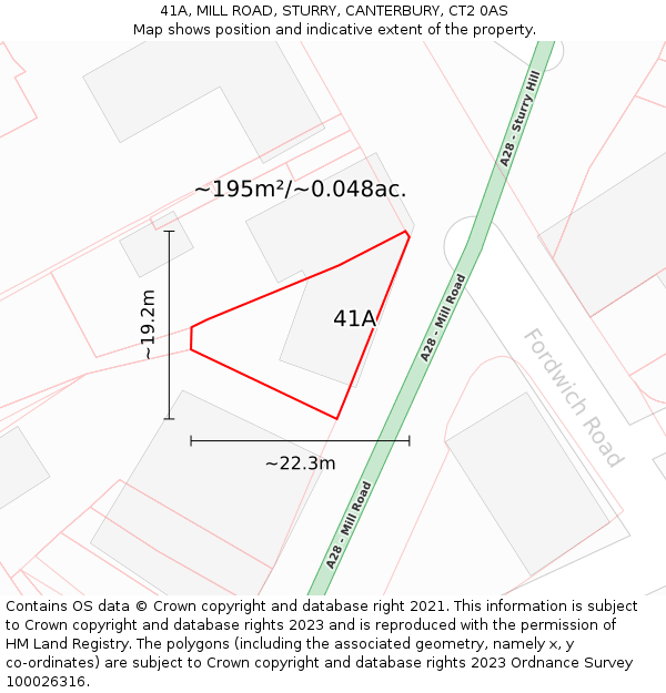 41A, MILL ROAD, STURRY, CANTERBURY, CT2 0AS: Plot and title map