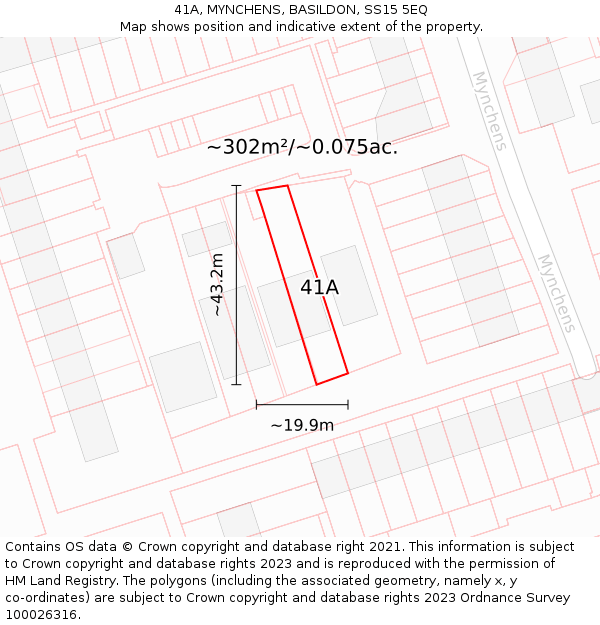 41A, MYNCHENS, BASILDON, SS15 5EQ: Plot and title map