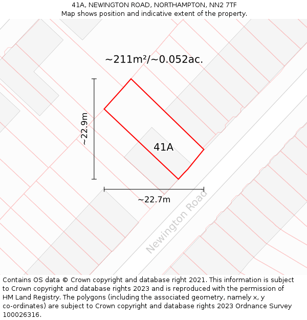 41A, NEWINGTON ROAD, NORTHAMPTON, NN2 7TF: Plot and title map