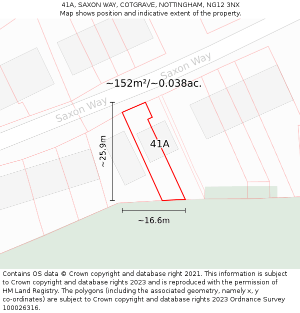 41A, SAXON WAY, COTGRAVE, NOTTINGHAM, NG12 3NX: Plot and title map