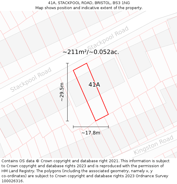 41A, STACKPOOL ROAD, BRISTOL, BS3 1NG: Plot and title map
