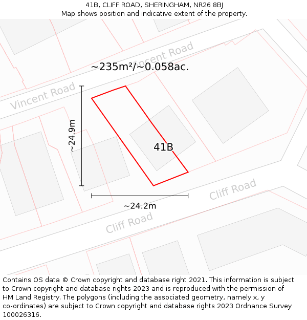 41B, CLIFF ROAD, SHERINGHAM, NR26 8BJ: Plot and title map