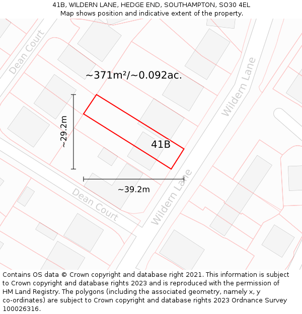 41B, WILDERN LANE, HEDGE END, SOUTHAMPTON, SO30 4EL: Plot and title map