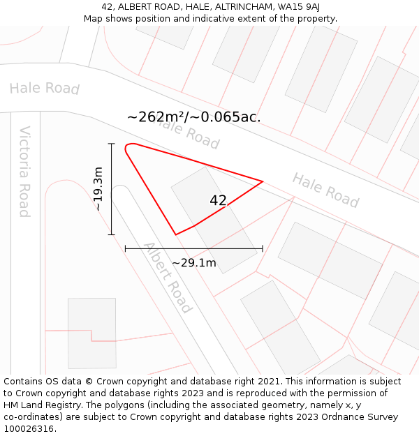 42, ALBERT ROAD, HALE, ALTRINCHAM, WA15 9AJ: Plot and title map