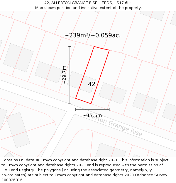 42, ALLERTON GRANGE RISE, LEEDS, LS17 6LH: Plot and title map