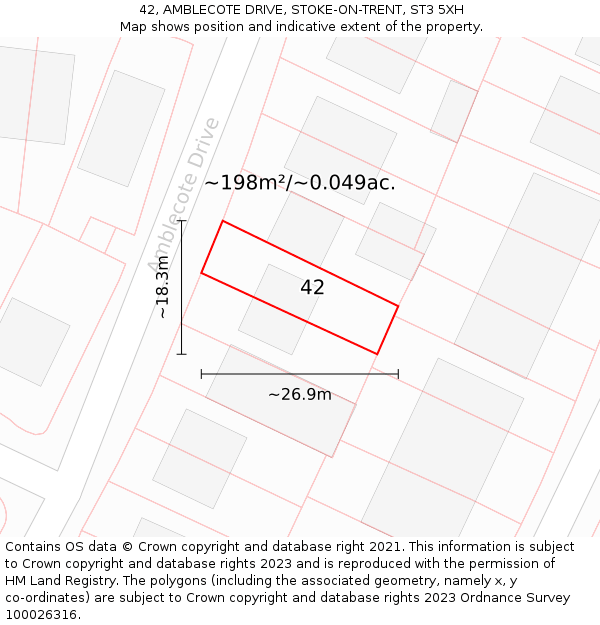 42, AMBLECOTE DRIVE, STOKE-ON-TRENT, ST3 5XH: Plot and title map