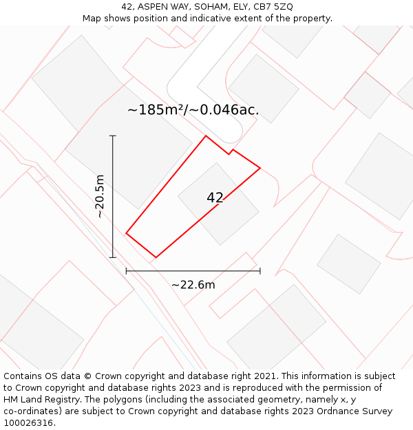 42, ASPEN WAY, SOHAM, ELY, CB7 5ZQ: Plot and title map