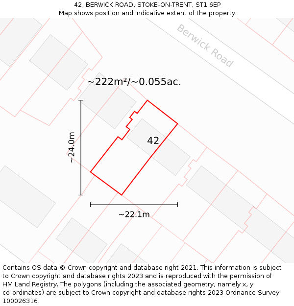 42, BERWICK ROAD, STOKE-ON-TRENT, ST1 6EP: Plot and title map