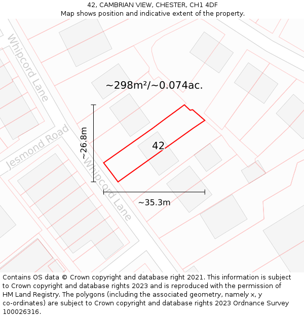 42, CAMBRIAN VIEW, CHESTER, CH1 4DF: Plot and title map
