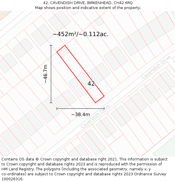42, CAVENDISH DRIVE, BIRKENHEAD, CH42 6RQ: Plot and title map