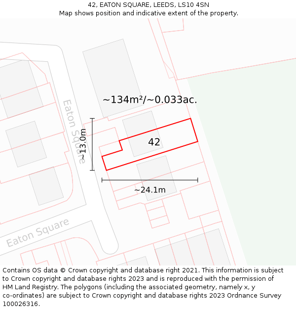 42, EATON SQUARE, LEEDS, LS10 4SN: Plot and title map
