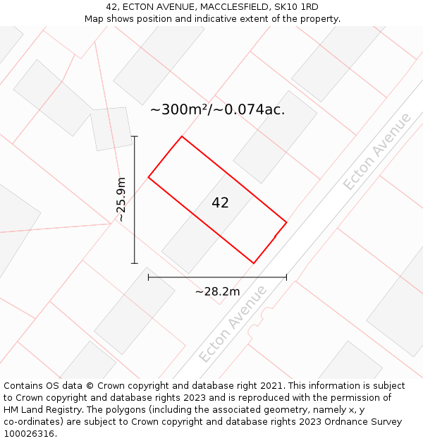 42, ECTON AVENUE, MACCLESFIELD, SK10 1RD: Plot and title map