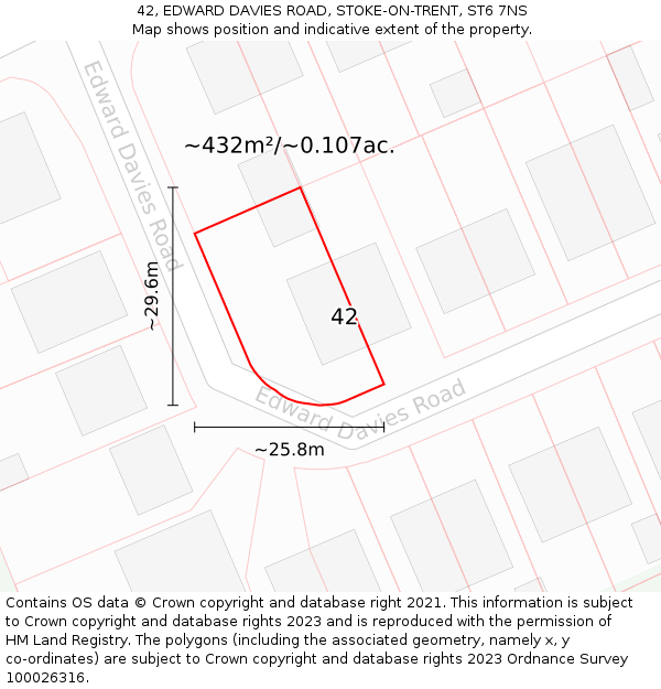 42, EDWARD DAVIES ROAD, STOKE-ON-TRENT, ST6 7NS: Plot and title map