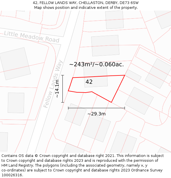 42, FELLOW LANDS WAY, CHELLASTON, DERBY, DE73 6SW: Plot and title map