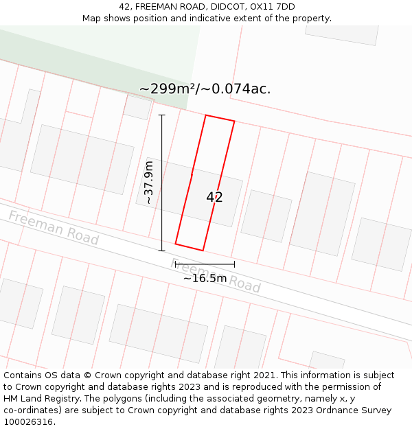 42, FREEMAN ROAD, DIDCOT, OX11 7DD: Plot and title map