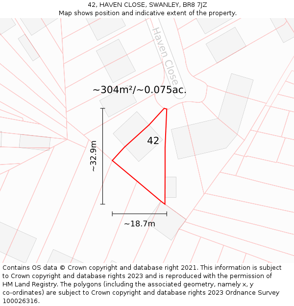 42, HAVEN CLOSE, SWANLEY, BR8 7JZ: Plot and title map