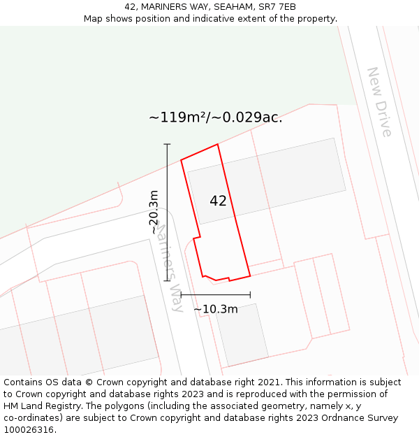 42, MARINERS WAY, SEAHAM, SR7 7EB: Plot and title map