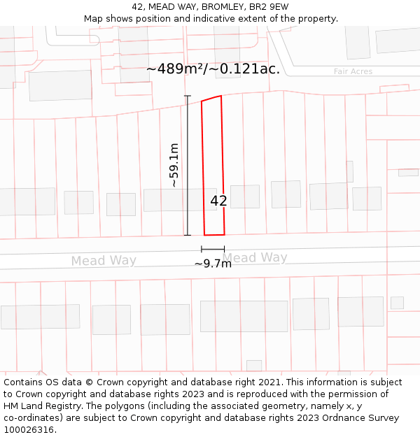 42, MEAD WAY, BROMLEY, BR2 9EW: Plot and title map