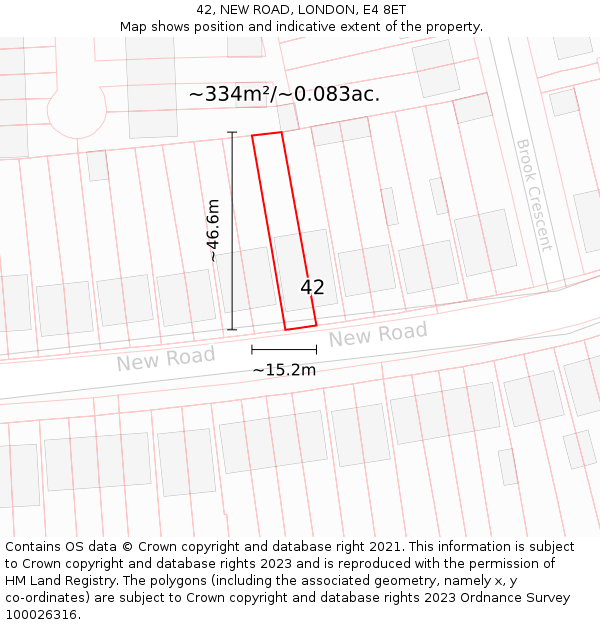 42, NEW ROAD, LONDON, E4 8ET: Plot and title map