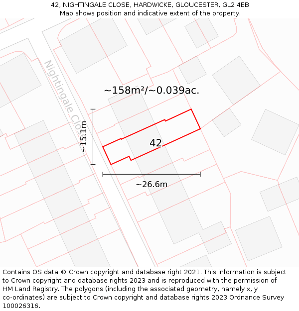 42, NIGHTINGALE CLOSE, HARDWICKE, GLOUCESTER, GL2 4EB: Plot and title map
