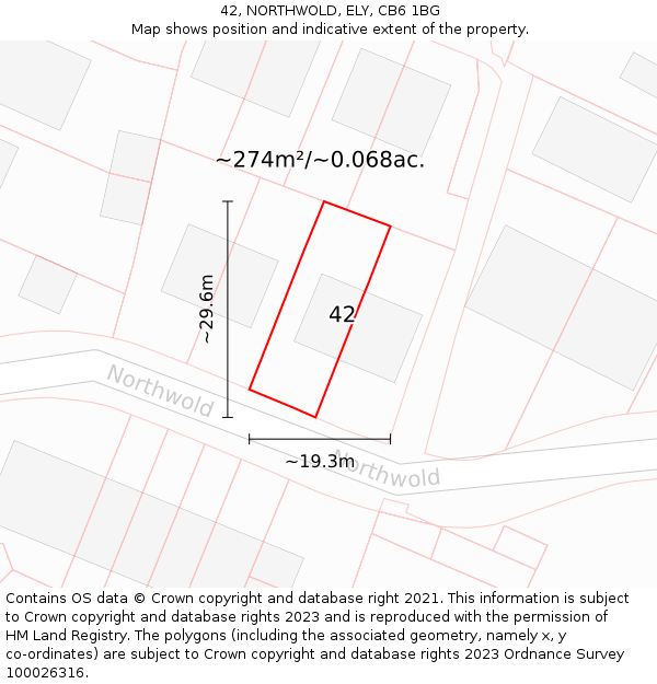 42, NORTHWOLD, ELY, CB6 1BG: Plot and title map