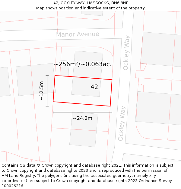 42, OCKLEY WAY, HASSOCKS, BN6 8NF: Plot and title map