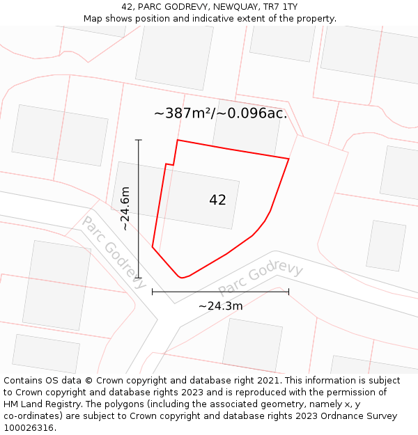 42, PARC GODREVY, NEWQUAY, TR7 1TY: Plot and title map