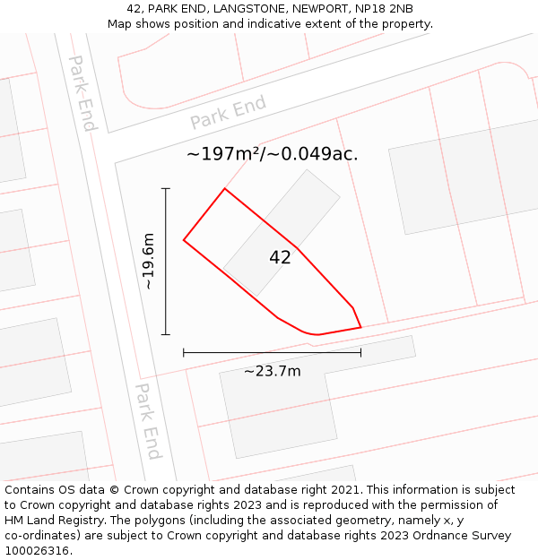 42, PARK END, LANGSTONE, NEWPORT, NP18 2NB: Plot and title map
