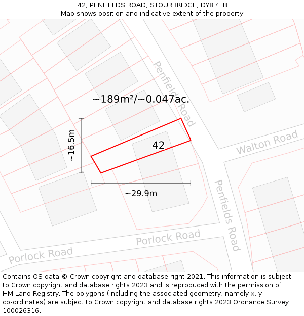 42, PENFIELDS ROAD, STOURBRIDGE, DY8 4LB: Plot and title map