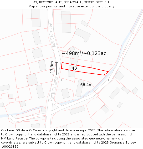 42, RECTORY LANE, BREADSALL, DERBY, DE21 5LL: Plot and title map