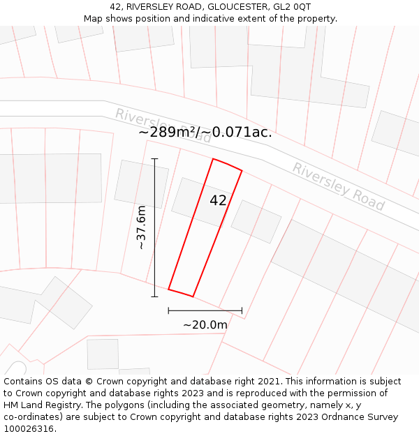 42, RIVERSLEY ROAD, GLOUCESTER, GL2 0QT: Plot and title map