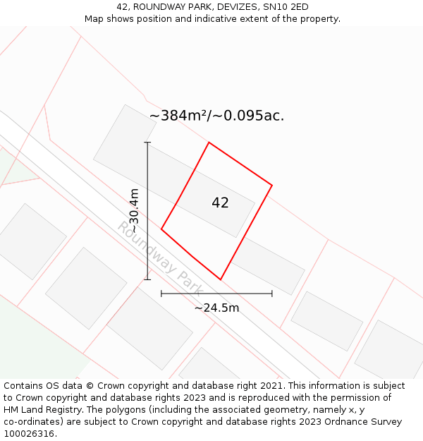 42, ROUNDWAY PARK, DEVIZES, SN10 2ED: Plot and title map