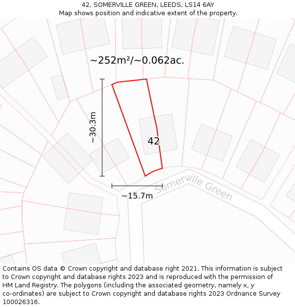 42, SOMERVILLE GREEN, LEEDS, LS14 6AY: Plot and title map