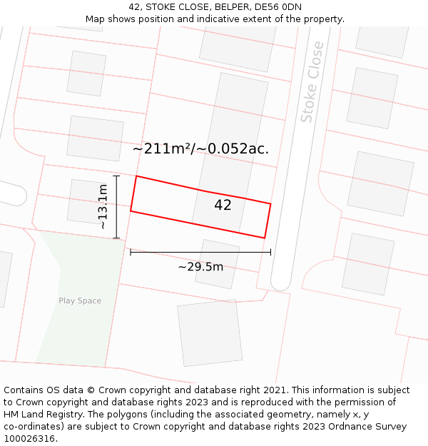 42, STOKE CLOSE, BELPER, DE56 0DN: Plot and title map