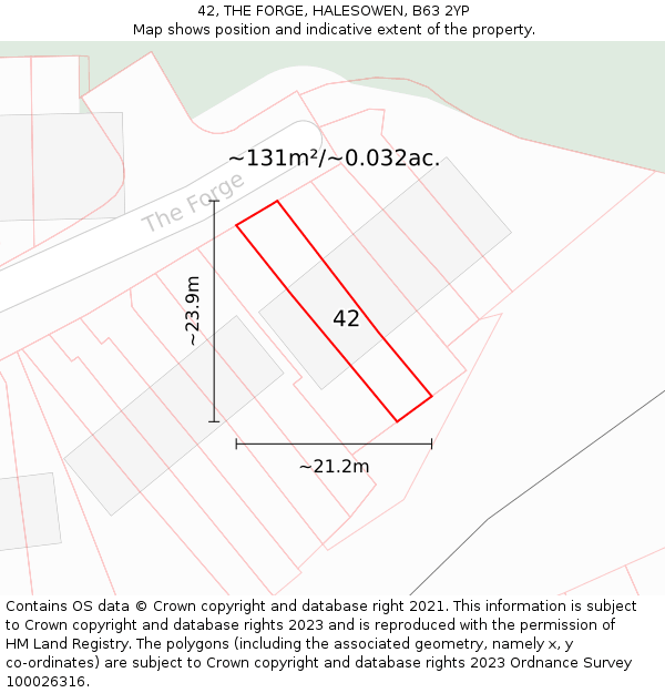 42, THE FORGE, HALESOWEN, B63 2YP: Plot and title map