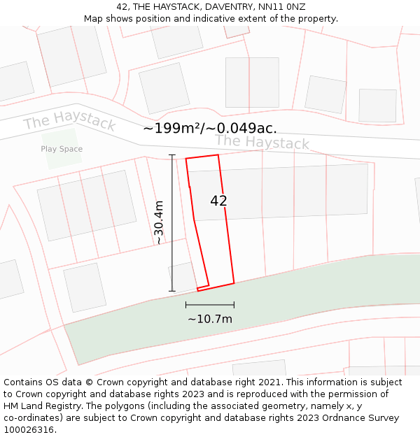 42, THE HAYSTACK, DAVENTRY, NN11 0NZ: Plot and title map