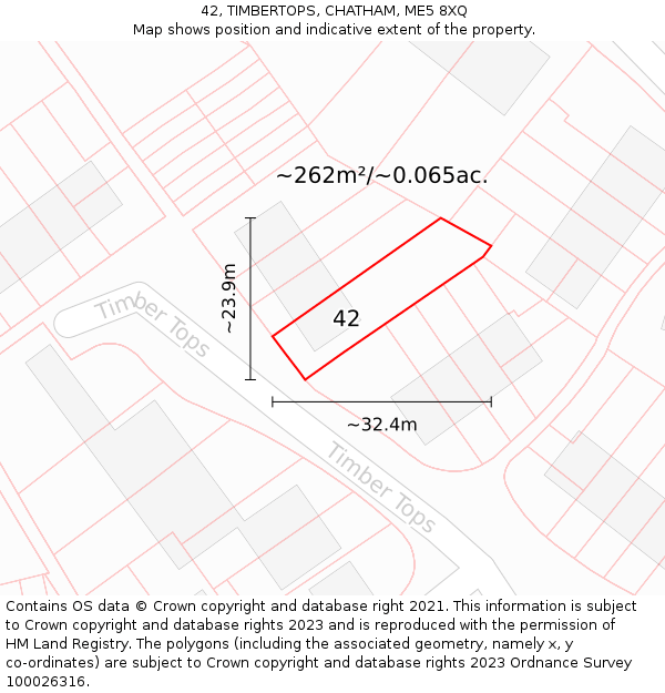 42, TIMBERTOPS, CHATHAM, ME5 8XQ: Plot and title map