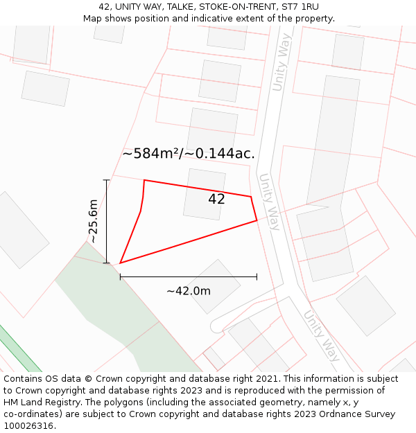 42, UNITY WAY, TALKE, STOKE-ON-TRENT, ST7 1RU: Plot and title map