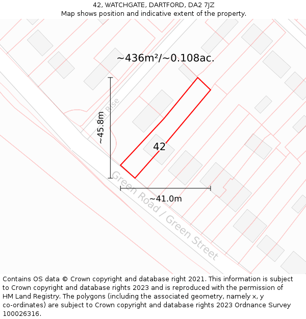 42, WATCHGATE, DARTFORD, DA2 7JZ: Plot and title map