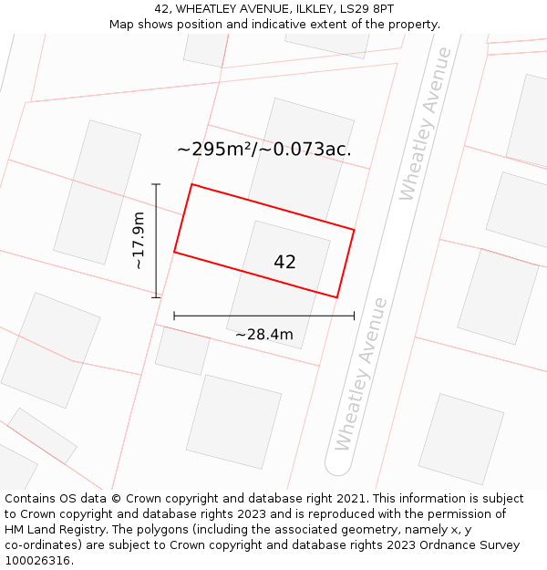 42, WHEATLEY AVENUE, ILKLEY, LS29 8PT: Plot and title map