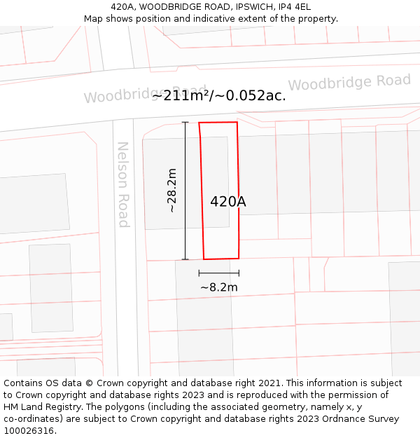 420A, WOODBRIDGE ROAD, IPSWICH, IP4 4EL: Plot and title map