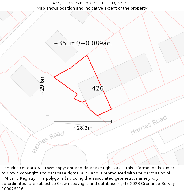 426, HERRIES ROAD, SHEFFIELD, S5 7HG: Plot and title map