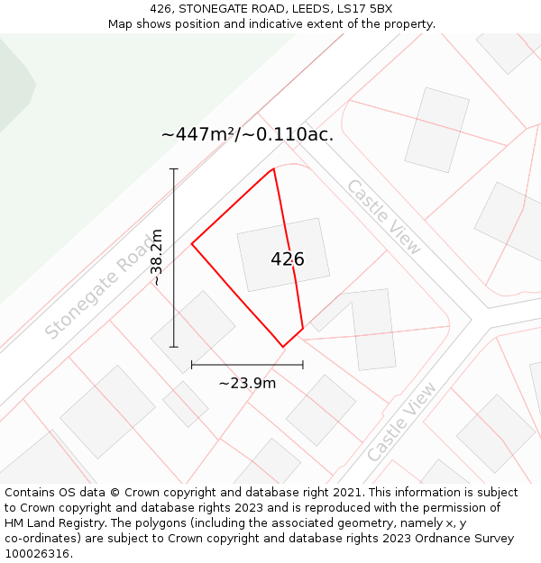 426, STONEGATE ROAD, LEEDS, LS17 5BX: Plot and title map