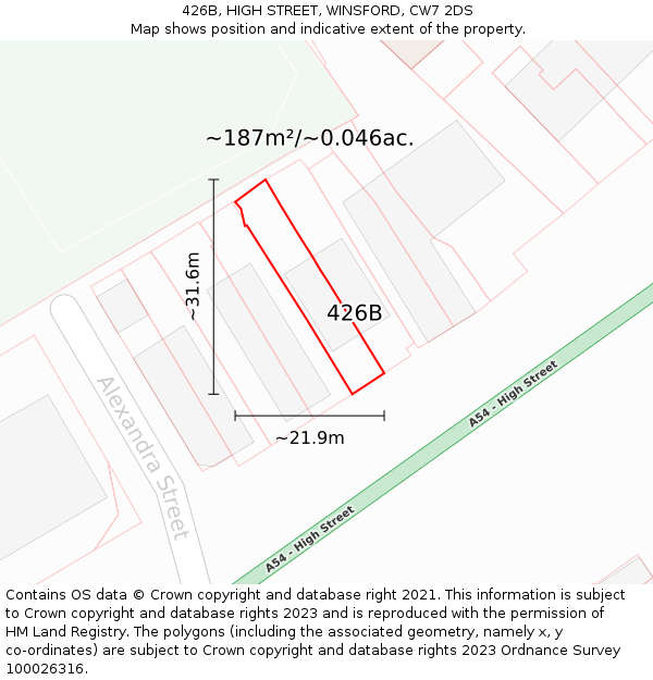426B, HIGH STREET, WINSFORD, CW7 2DS: Plot and title map