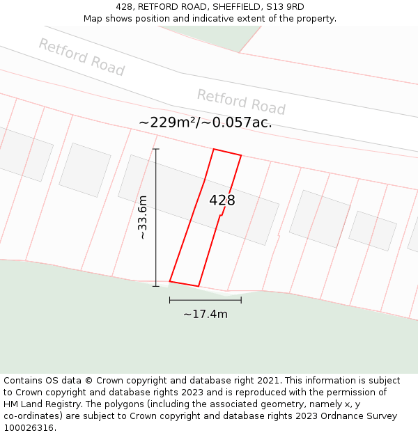 428, RETFORD ROAD, SHEFFIELD, S13 9RD: Plot and title map