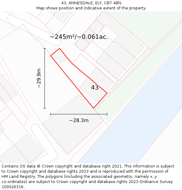 43, ANNESDALE, ELY, CB7 4BN: Plot and title map