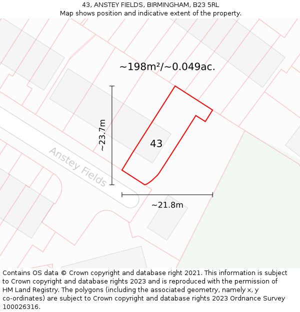 43, ANSTEY FIELDS, BIRMINGHAM, B23 5RL: Plot and title map